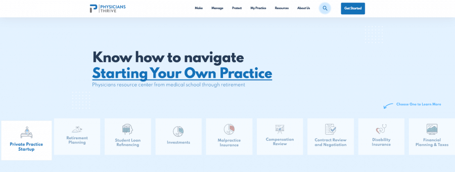 Screenshot from new Physicians Thrive website
